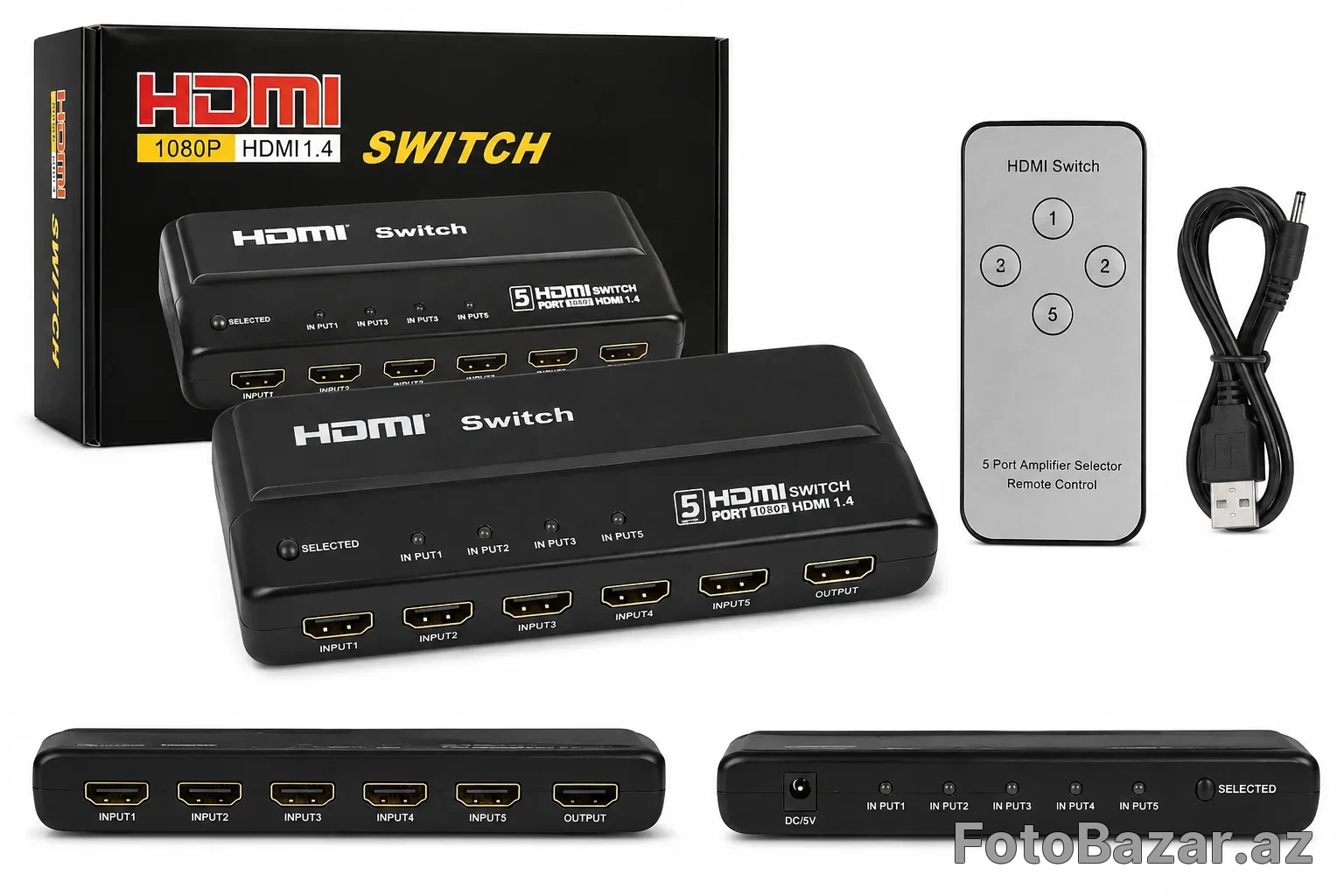 HDMI Switch 5 Port 1080P – HDMI 1.4 Çox Girişli Keçid Cihazı — 1