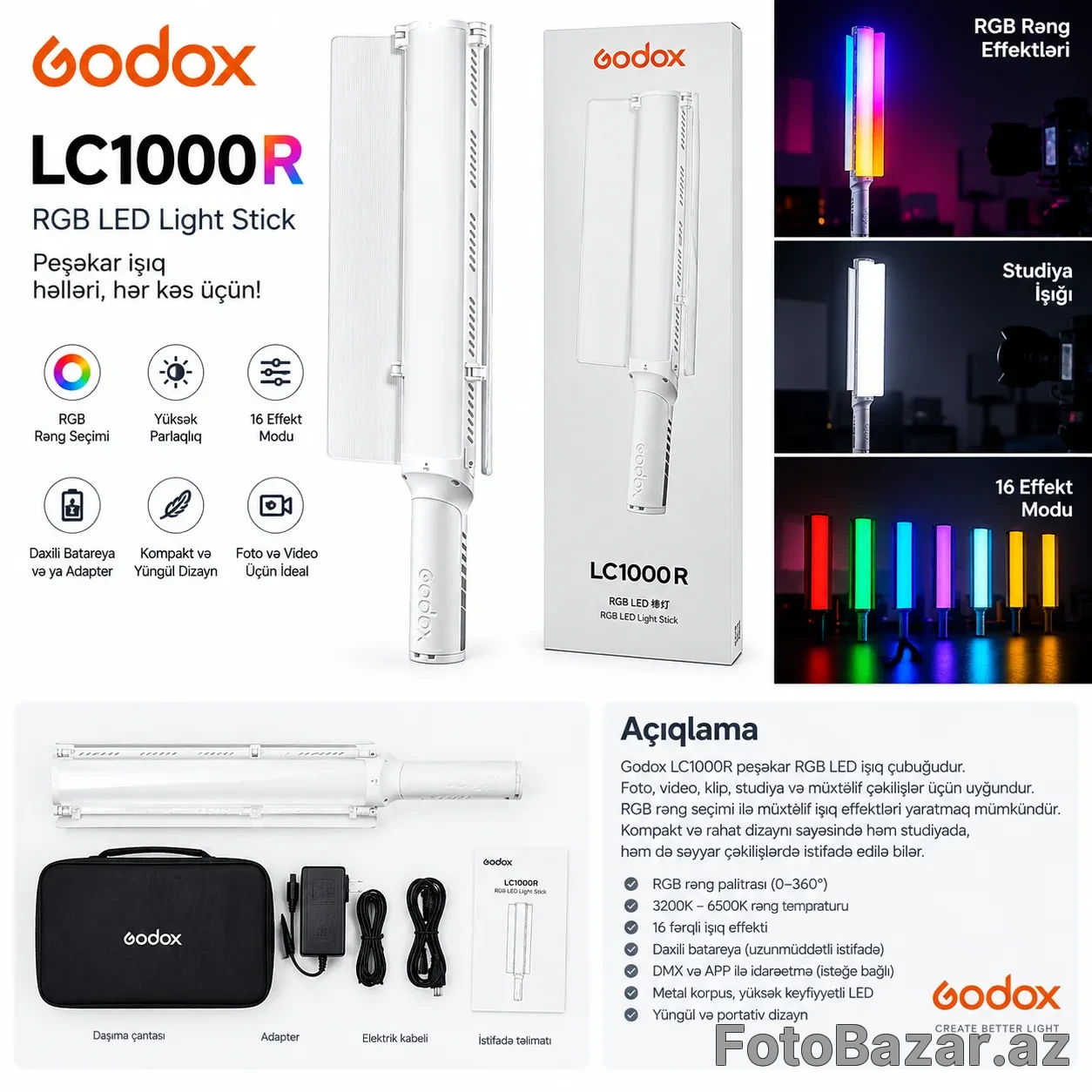 Godox LC1000R RGB LED Light Stick – RGB LED İşıq